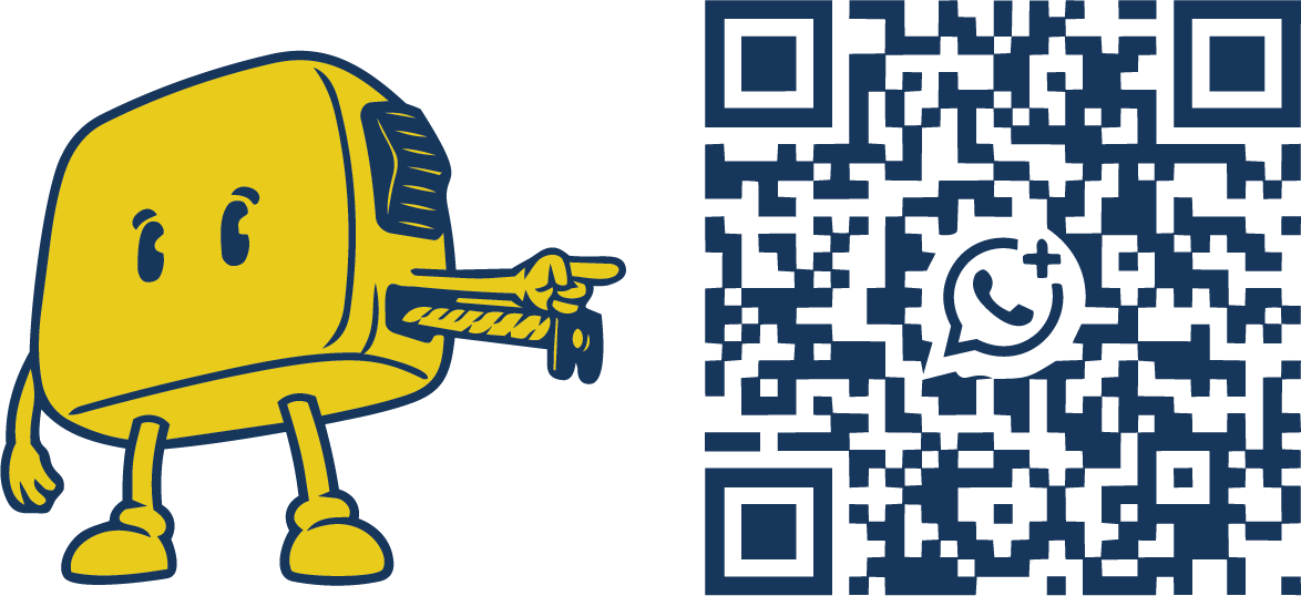 Andy apontando para QR Code do WhatsApp